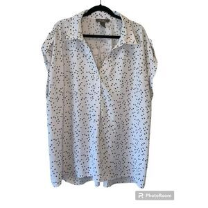 Olivia & Martin Pullover Blouse Split Neckline Button On Front And Decorative Bu